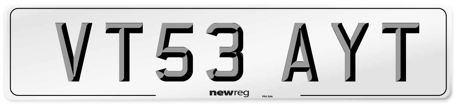 VT53 AYT Number Plate from New Reg